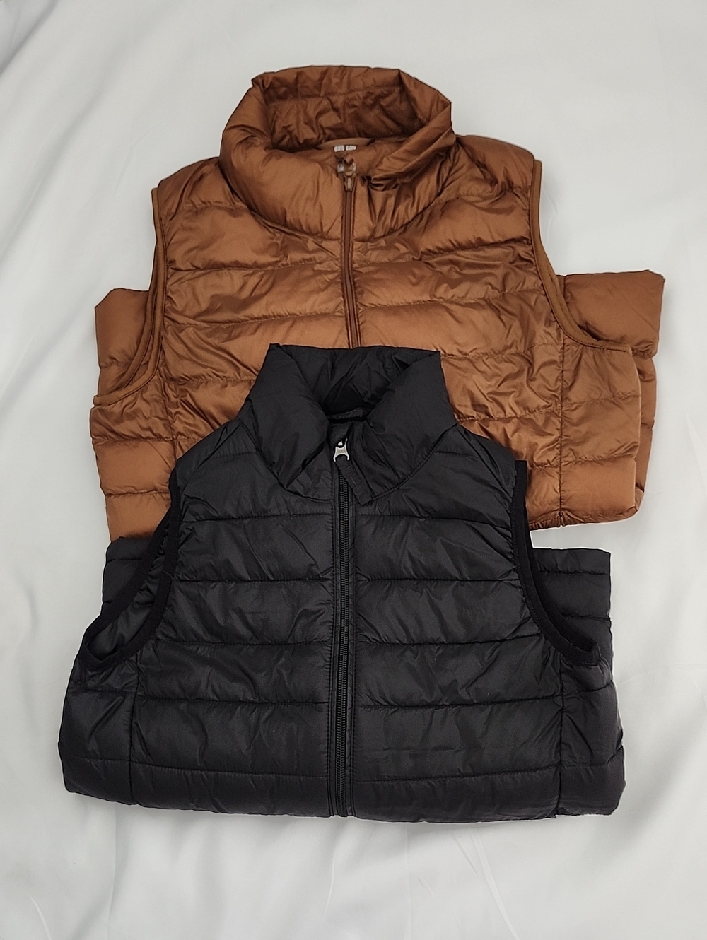 Womens Puffer Vest Pack - Black & Copper Brown Lightweight Sleeveless Jackets